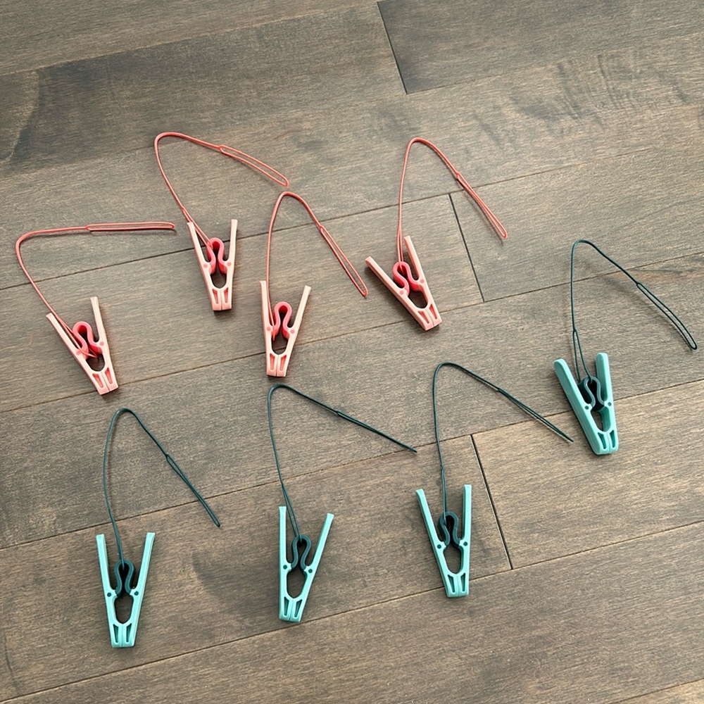 Hanging Clothes Pins, Pink Teal Travel Laundry, Clothing Rack, Storage Drying